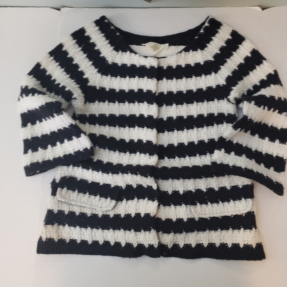Anthropologie HWR Monogram Spiked Striped Sweater